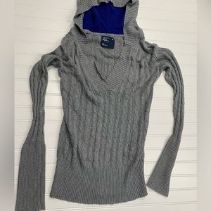 Gently Worn L American Eagle Knit Sweater with Hood